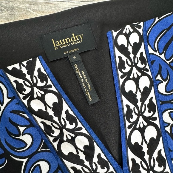 Laundry By Shelli Segal Blue and White Sheath Dress Size Small Short Sleeve - Picture 3 of 4